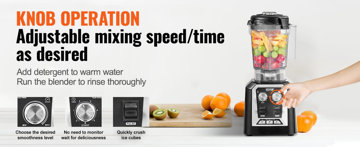 Essentials House WHITE 2L Smoothie Blender Professional Countertop Fruit Food Processor Mixer Maker with Stainless Steel