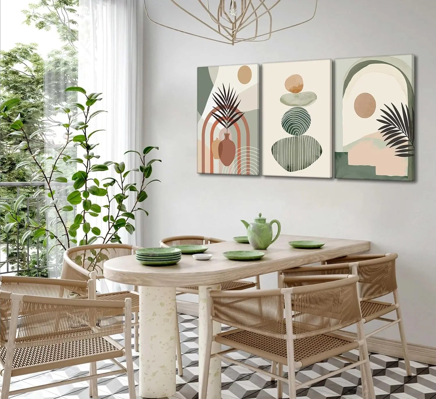 Essentials House Home & Décor 12x16 3 Pcs Boho Art Wall Decor Canvas Wall Art Decor Stretched And Framed Ready To Hang Size
