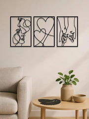 Essentials House Home & Décor Look at the picture 3 Piece Romantic Metal Wall Art Set Minimalist Couple Silhouette For Living