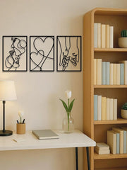 Essentials House Home & Décor Look at the picture 3 Piece Romantic Metal Wall Art Set Minimalist Couple Silhouette For Living