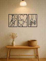 Essentials House Home & Décor Look at the picture 3 Piece Romantic Metal Wall Art Set Minimalist Couple Silhouette For Living