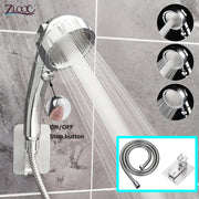 Handheld shower head with three spray modes and a one-key stop button