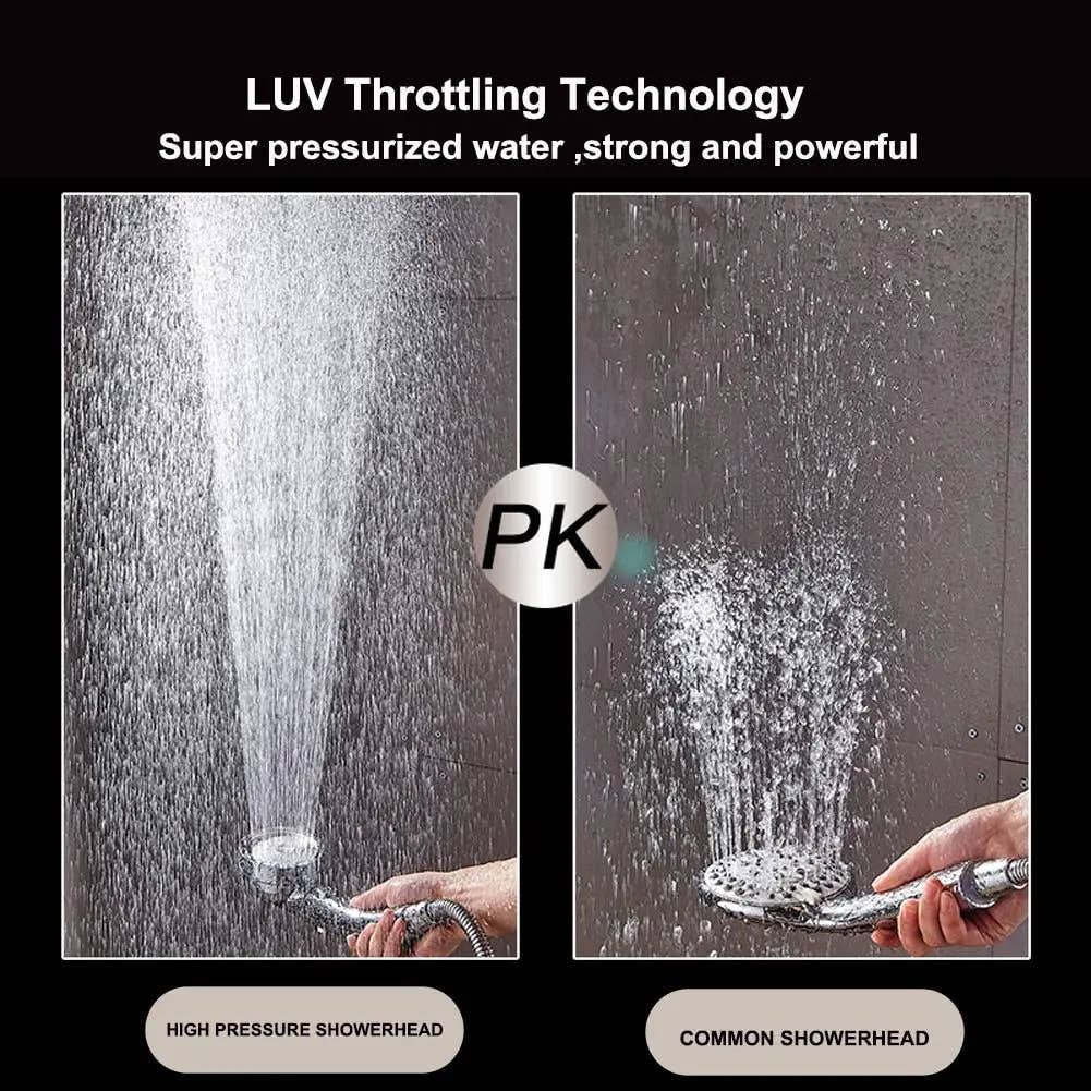 Handheld shower head with three spray modes and a one-key stop button