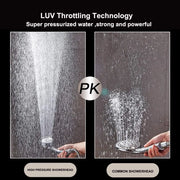 Handheld shower head with three spray modes and a one-key stop button