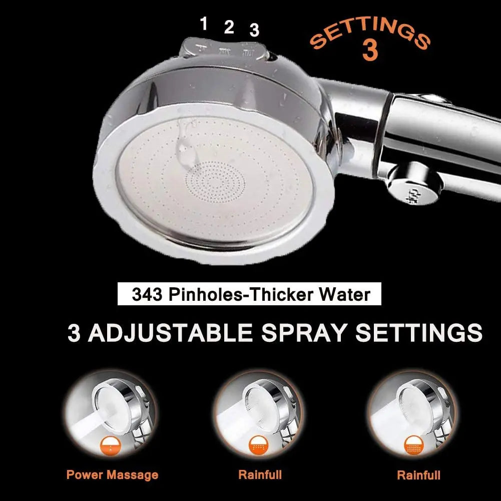 Handheld shower head with three spray modes and a one-key stop button