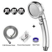 Silver handheld shower head complete set with hose and mounting accessories