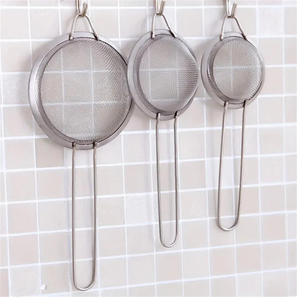 Essentials House 3PCS 3pcs/set Stainless Steel Fine Mesh Strainers Multipurpose Flour Sifter For Baking With Handle Flour