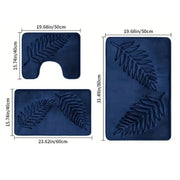 Essentials House 3 Piece Bathroom Mat Memory Foam Ultra Soft and Absorbent Leaf Bath Rugs Thick Washable For Bathroom Toilet