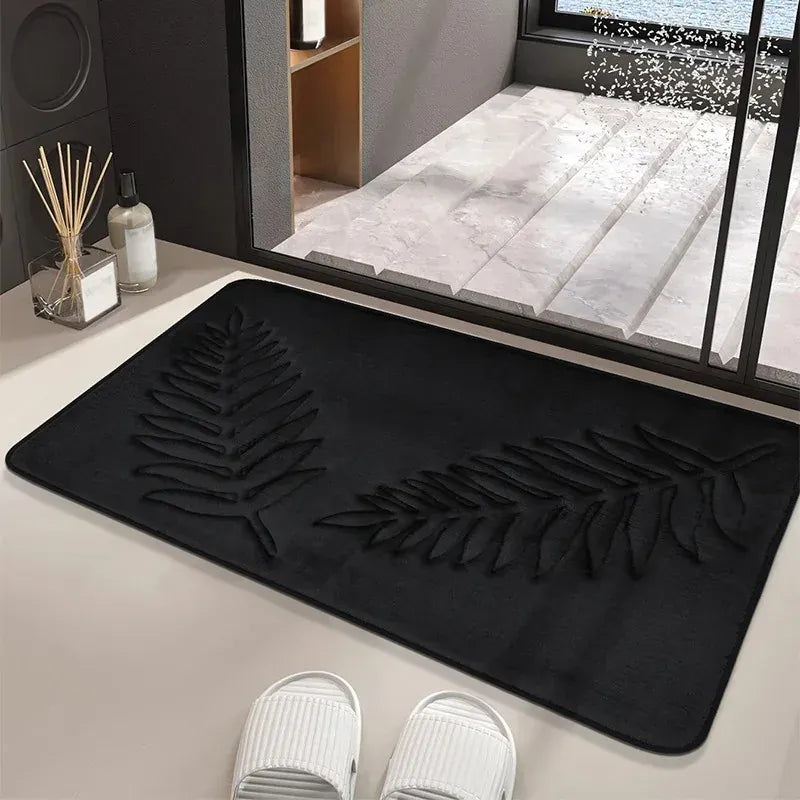 Essentials House 3 Piece Bathroom Mat Memory Foam Ultra Soft and Absorbent Leaf Bath Rugs Thick Washable For Bathroom Toilet