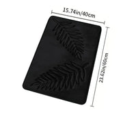 Essentials House Black 40x60cm / 400MMx600MM 3 Piece Bathroom Mat Memory Foam Ultra Soft and Absorbent Leaf Bath Rugs Thick
