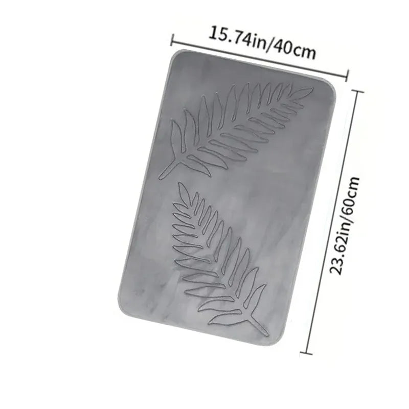Essentials House Light Gray 40x60cm / 400MMx600MM 3 Piece Bathroom Mat Memory Foam Ultra Soft and Absorbent Leaf Bath Rugs