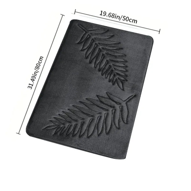 Essentials House Gray 50x80cm / 400MMx600MM 3 Piece Bathroom Mat Memory Foam Ultra Soft and Absorbent Leaf Bath Rugs Thick
