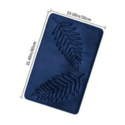 Essentials House Blue 50x80cm / 400MMx600MM 3 Piece Bathroom Mat Memory Foam Ultra Soft and Absorbent Leaf Bath Rugs Thick