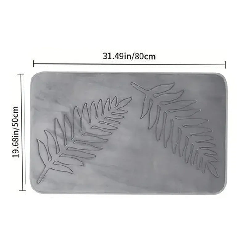 Essentials House Light Gray 50x80cm / 400MMx600MM 3 Piece Bathroom Mat Memory Foam Ultra Soft and Absorbent Leaf Bath Rugs
