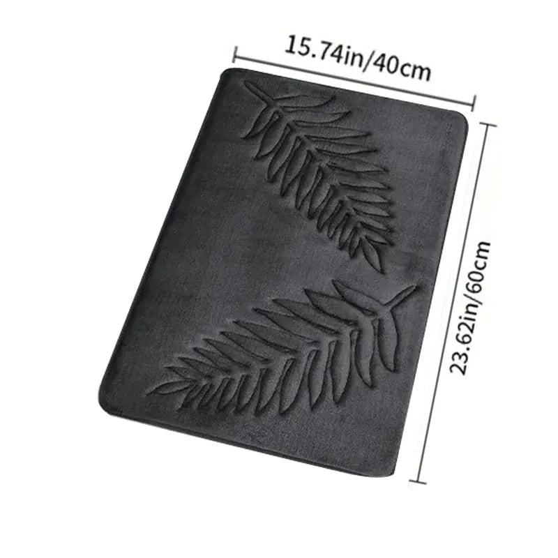 Essentials House Gray 40x60cm / 400MMx600MM 3 Piece Bathroom Mat Memory Foam Ultra Soft and Absorbent Leaf Bath Rugs Thick