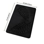 Essentials House Black 50x80cm / 400MMx600MM 3 Piece Bathroom Mat Memory Foam Ultra Soft and Absorbent Leaf Bath Rugs Thick
