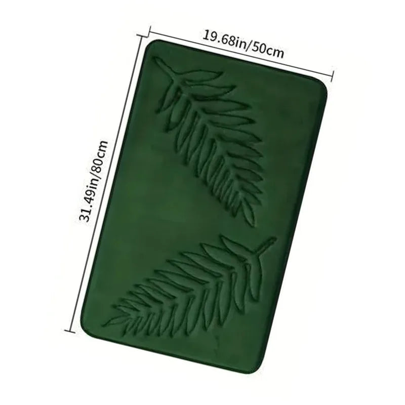 Essentials House Green 50x80cm / 400MMx600MM 3 Piece Bathroom Mat Memory Foam Ultra Soft and Absorbent Leaf Bath Rugs Thick
