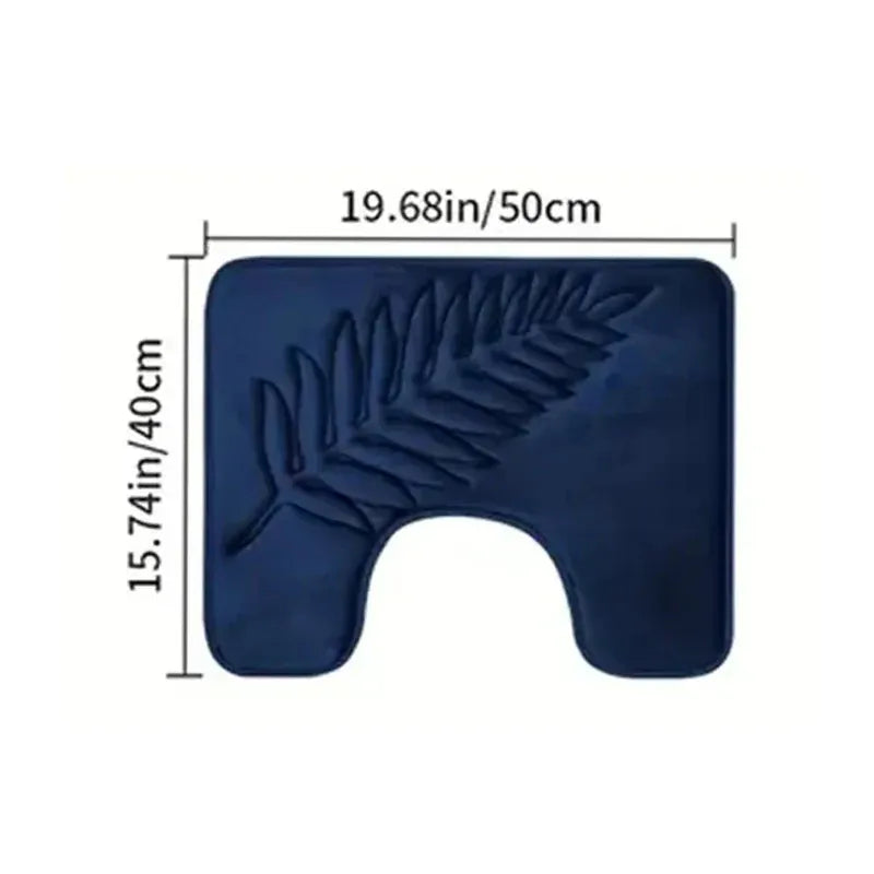 Essentials House Blue 40x50cm / 400MMx600MM 3 Piece Bathroom Mat Memory Foam Ultra Soft and Absorbent Leaf Bath Rugs Thick