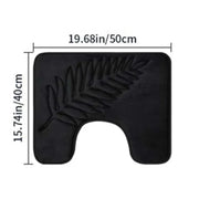 Essentials House Black 40x50cm / 400MMx600MM 3 Piece Bathroom Mat Memory Foam Ultra Soft and Absorbent Leaf Bath Rugs Thick