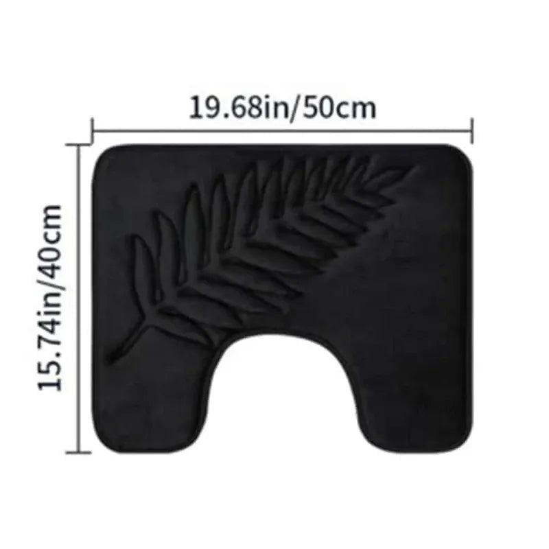 Essentials House Black 40x50cm / 400MMx600MM 3 Piece Bathroom Mat Memory Foam Ultra Soft and Absorbent Leaf Bath Rugs Thick