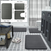 Essentials House 3 Pieces Memory Foam Bath Rugs Absorbent Bathroom Rugs Non-Slip Washable Bathroom mats Bath Mats