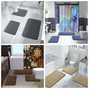 Essentials House 3 Pieces Memory Foam Bath Rugs Absorbent Bathroom Rugs Non-Slip Washable Bathroom mats Bath Mats