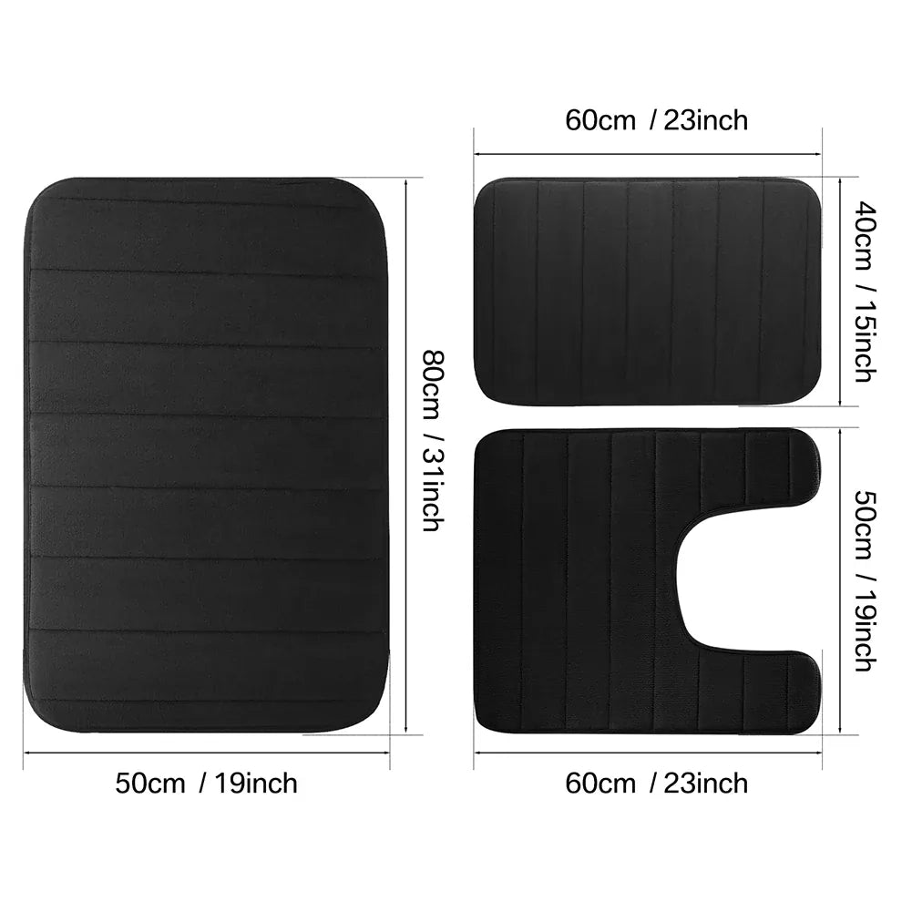 Essentials House 3 Pieces Memory Foam Bath Rugs Absorbent Bathroom Rugs Non-Slip Washable Bathroom mats Bath Mats