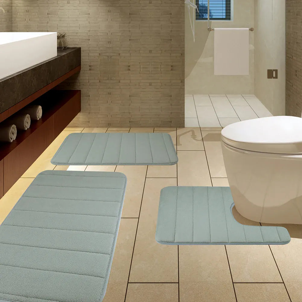 Essentials House 3 Pieces Memory Foam Bath Rugs Absorbent Bathroom Rugs Non-Slip Washable Bathroom mats Bath Mats