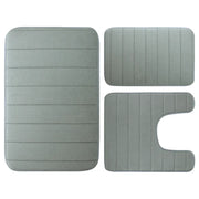 Essentials House Light gray 3 Pieces Memory Foam Bath Rugs Absorbent Bathroom Rugs Non-Slip Washable Bathroom mats Bath Mats