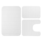 Essentials House White 3 Pieces Memory Foam Bath Rugs Absorbent Bathroom Rugs Non-Slip Washable Bathroom mats Bath Mats