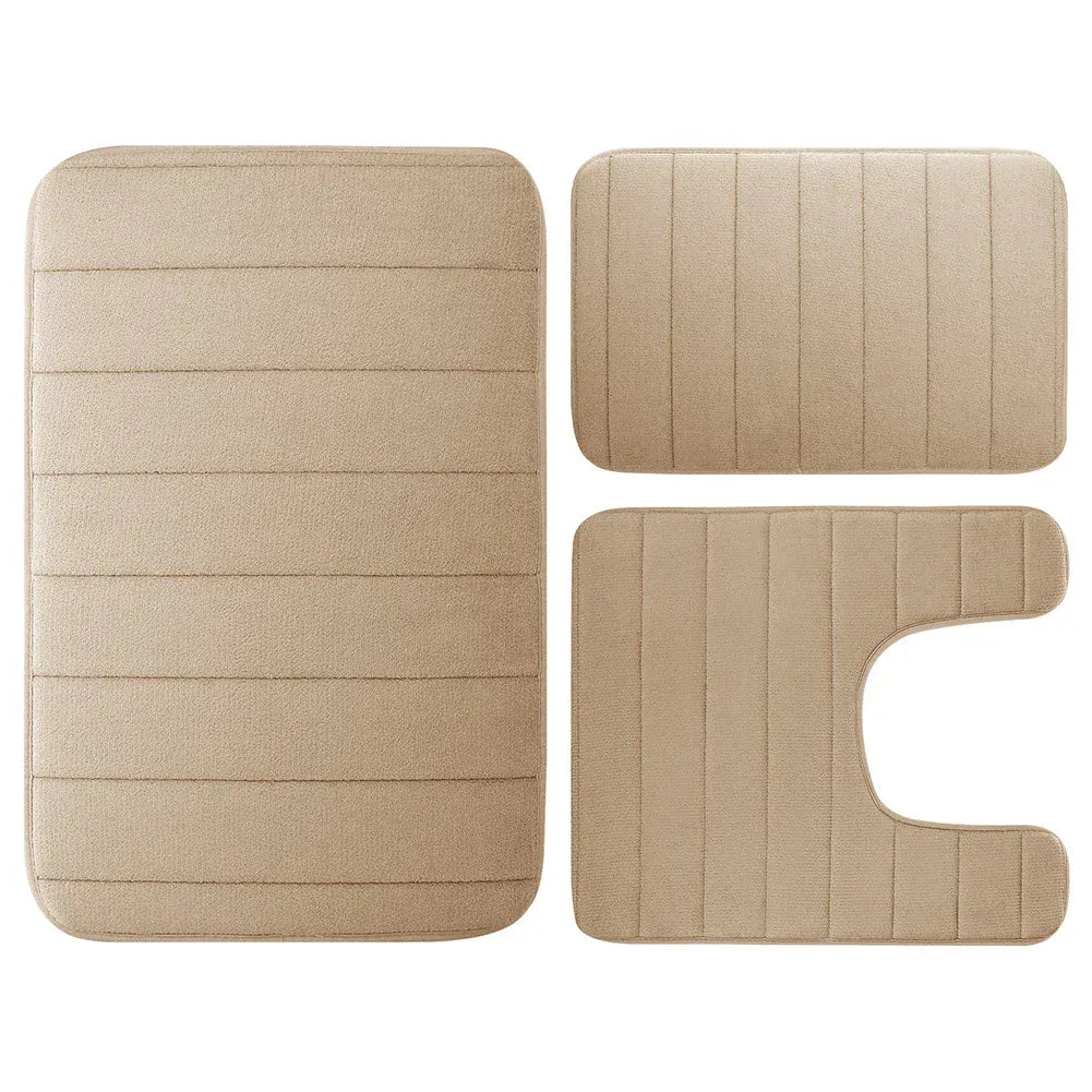 Essentials House Cammel 3 Pieces Memory Foam Bath Rugs Absorbent Bathroom Rugs Non-Slip Washable Bathroom mats Bath Mats