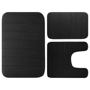 Essentials House Black 3 Pieces Memory Foam Bath Rugs Absorbent Bathroom Rugs Non-Slip Washable Bathroom mats Bath Mats