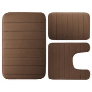 Essentials House Brown 3 Pieces Memory Foam Bath Rugs Absorbent Bathroom Rugs Non-Slip Washable Bathroom mats Bath Mats