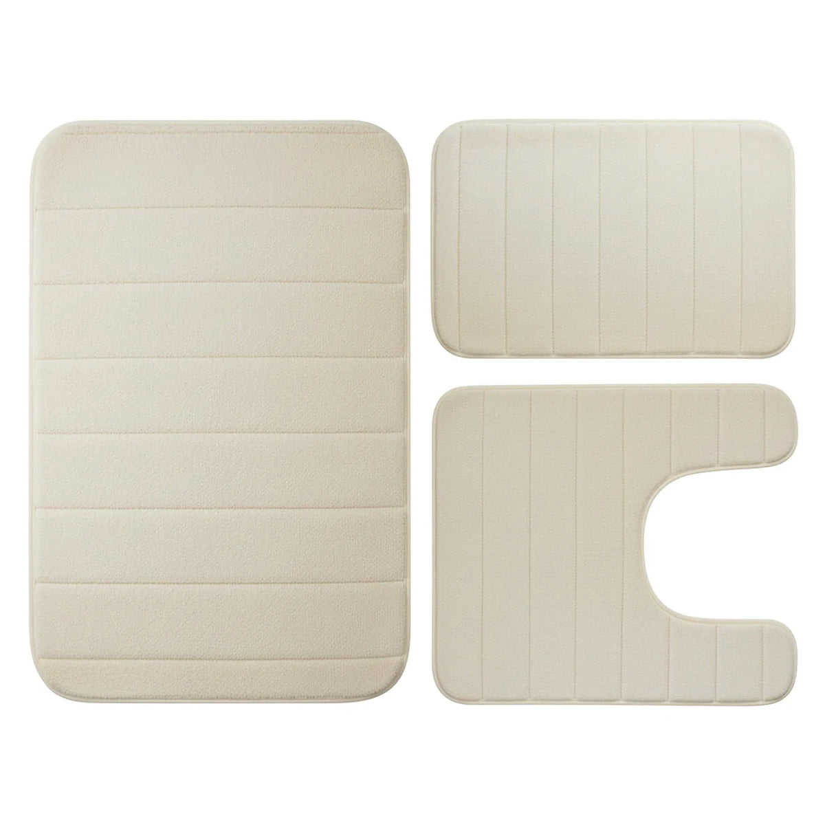 Essentials House Light khaki 3 Pieces Memory Foam Bath Rugs Absorbent Bathroom Rugs Non-Slip Washable Bathroom mats Bath Mats