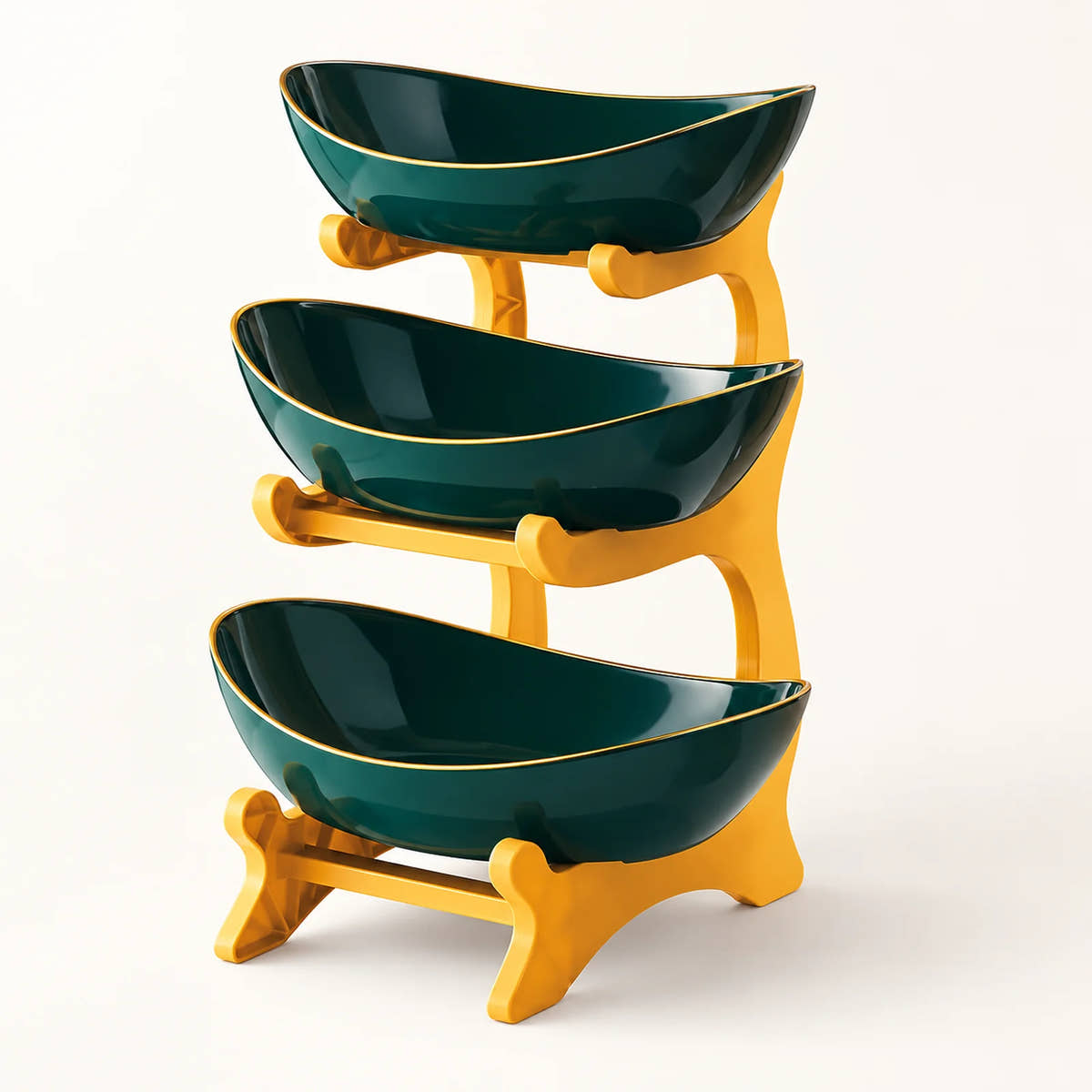 3-Tier Fruit and Dessert Display Stand on a warm off-white background with a soft natural shadow.