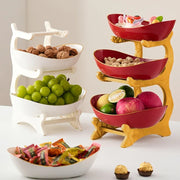 Essentials House Three-tier colorful fruit basket, dessert cake stand, plastic fruit bowls, mini cupcake stand, cookie tray