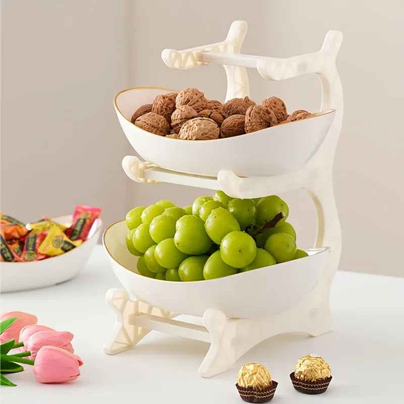 Essentials House Three-tier colorful fruit basket, dessert cake stand, plastic fruit bowls, mini cupcake stand, cookie tray