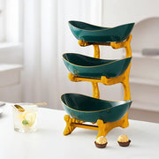 Essentials House Green B Three-tier colorful fruit basket, dessert cake stand, plastic fruit bowls, mini cupcake stand