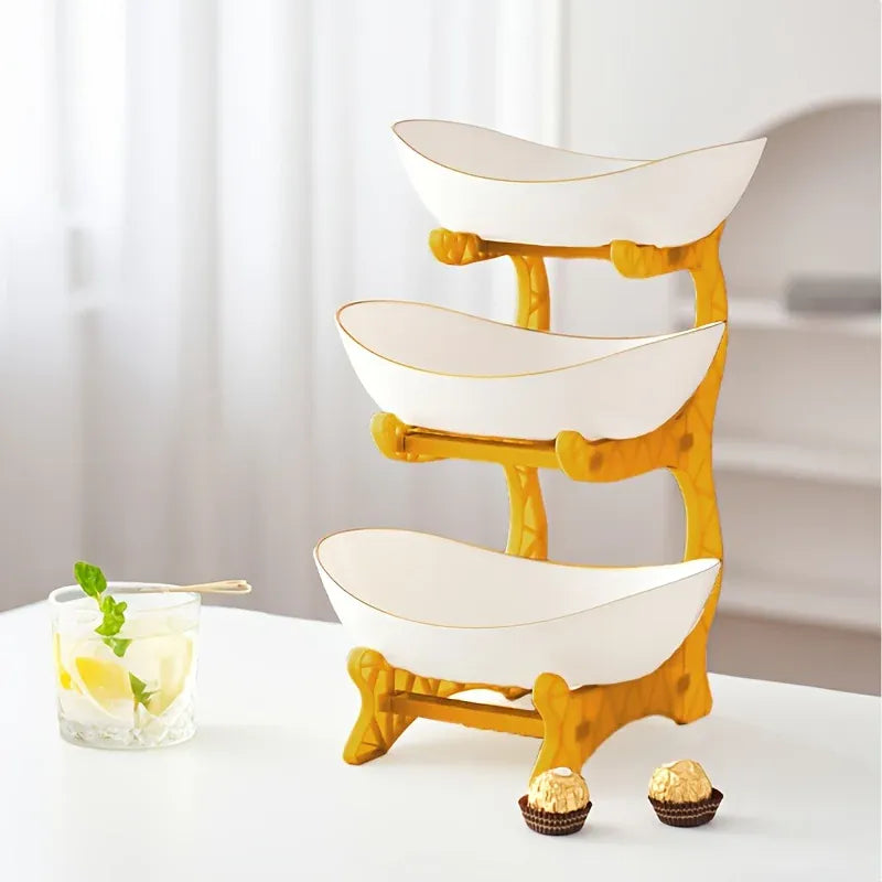 Essentials House White B Three-tier colorful fruit basket, dessert cake stand, plastic fruit bowls, mini cupcake stand