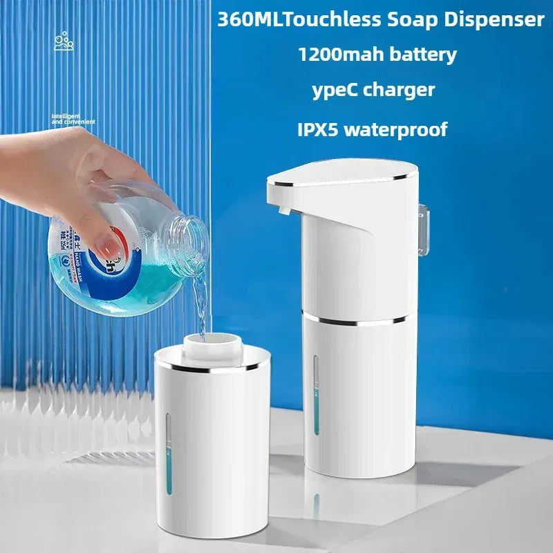Rechargeable 360 ml touchless soap dispenser with removable tank