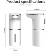 Front and side dimensions of the 360 ml soap dispenser