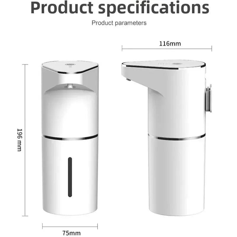 Front and side dimensions of the 360 ml soap dispenser