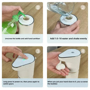 Four-step guide to filling and using the touchless soap dispenser