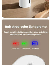 Touchless soap dispenser indicator lights for power, charging and operating modes