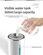 Visible 360ml soap tank being filled on the touchless foam dispenser