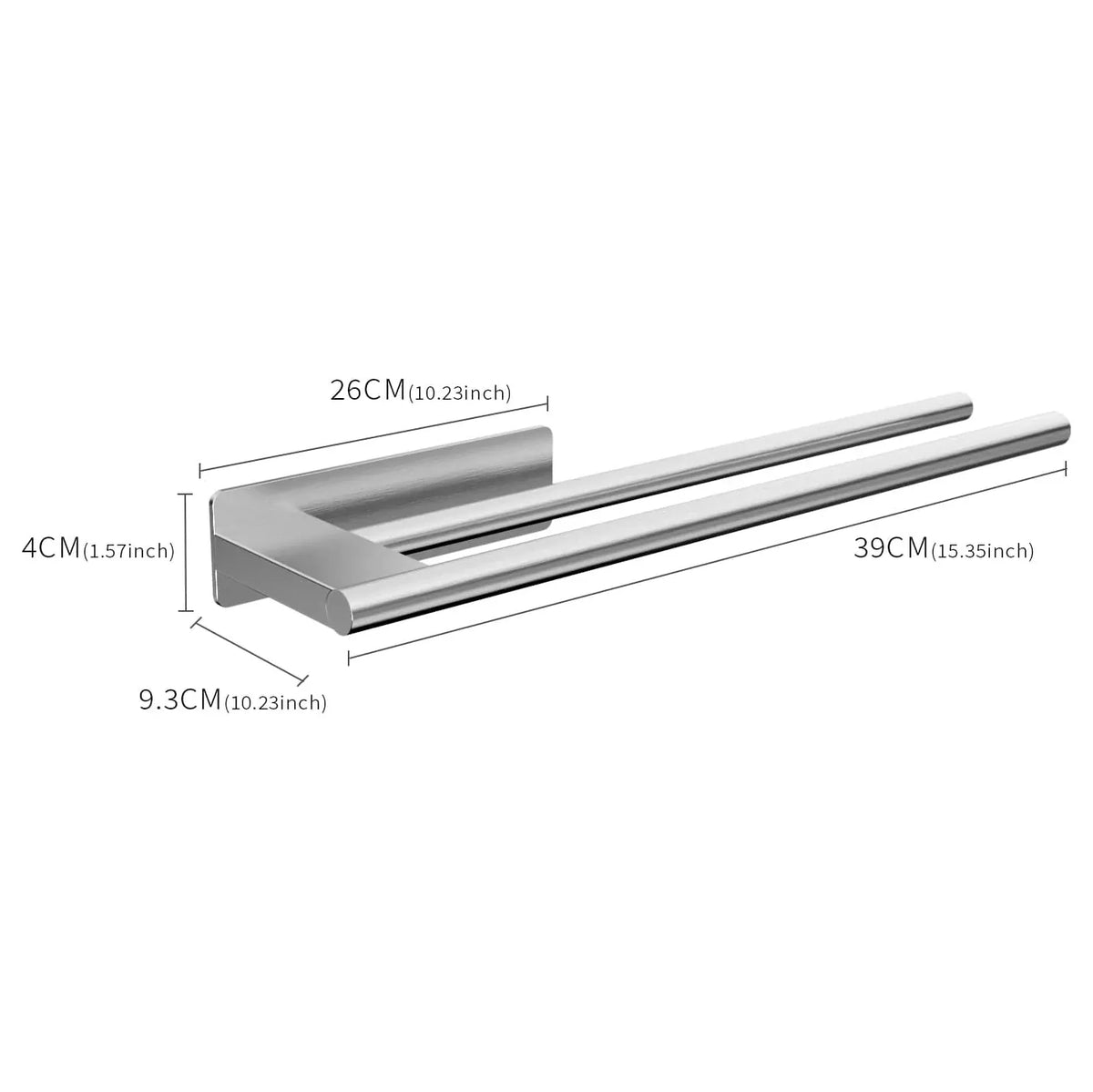 Style B silver 39 cm adhesive towel bar