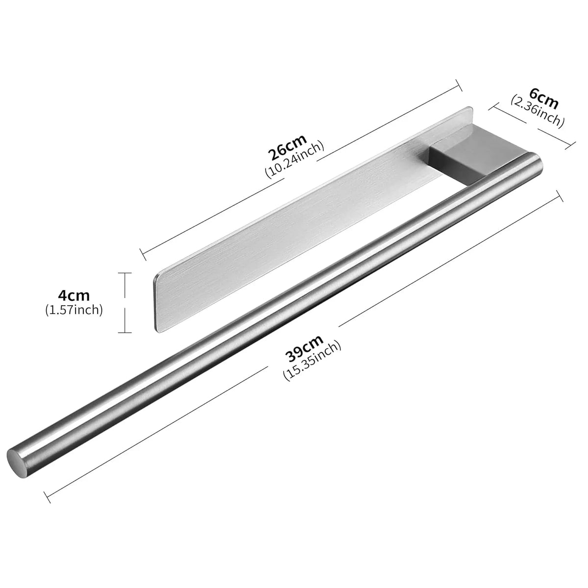 Style A silver 39 cm adhesive towel bar
