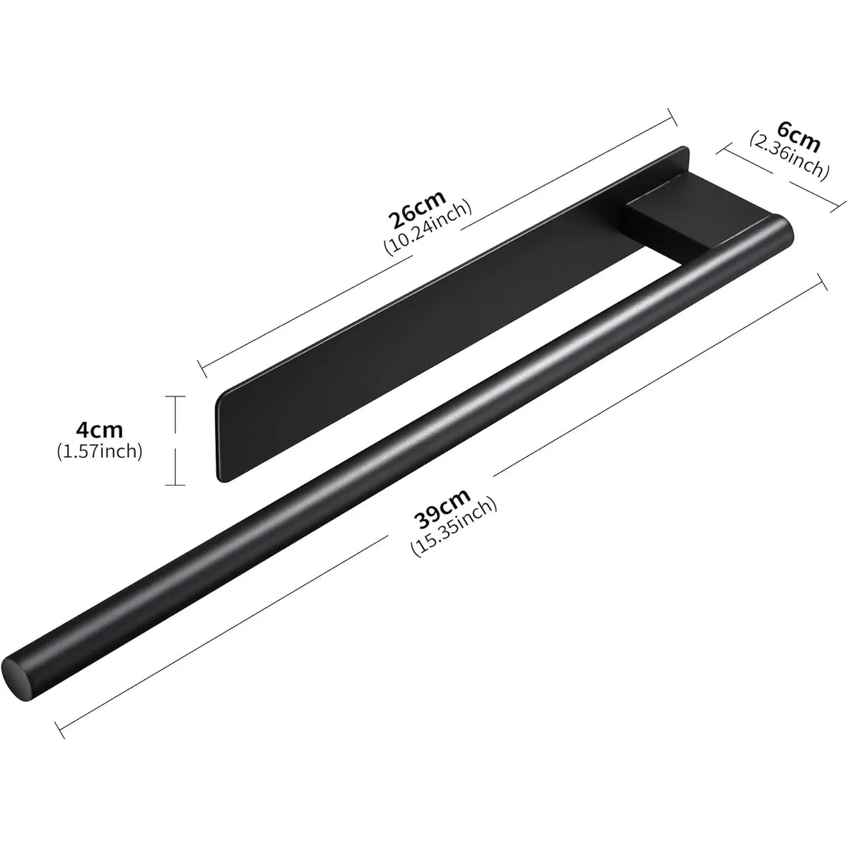 Style A black 39 cm adhesive towel bar