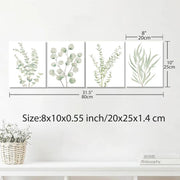 Essentials House 8X10 4PCS 8X10in,Botanical Plant Canvas Wall Art, Framed Boho Wall Decor For Bathroom, Minimalist Aesthetic
