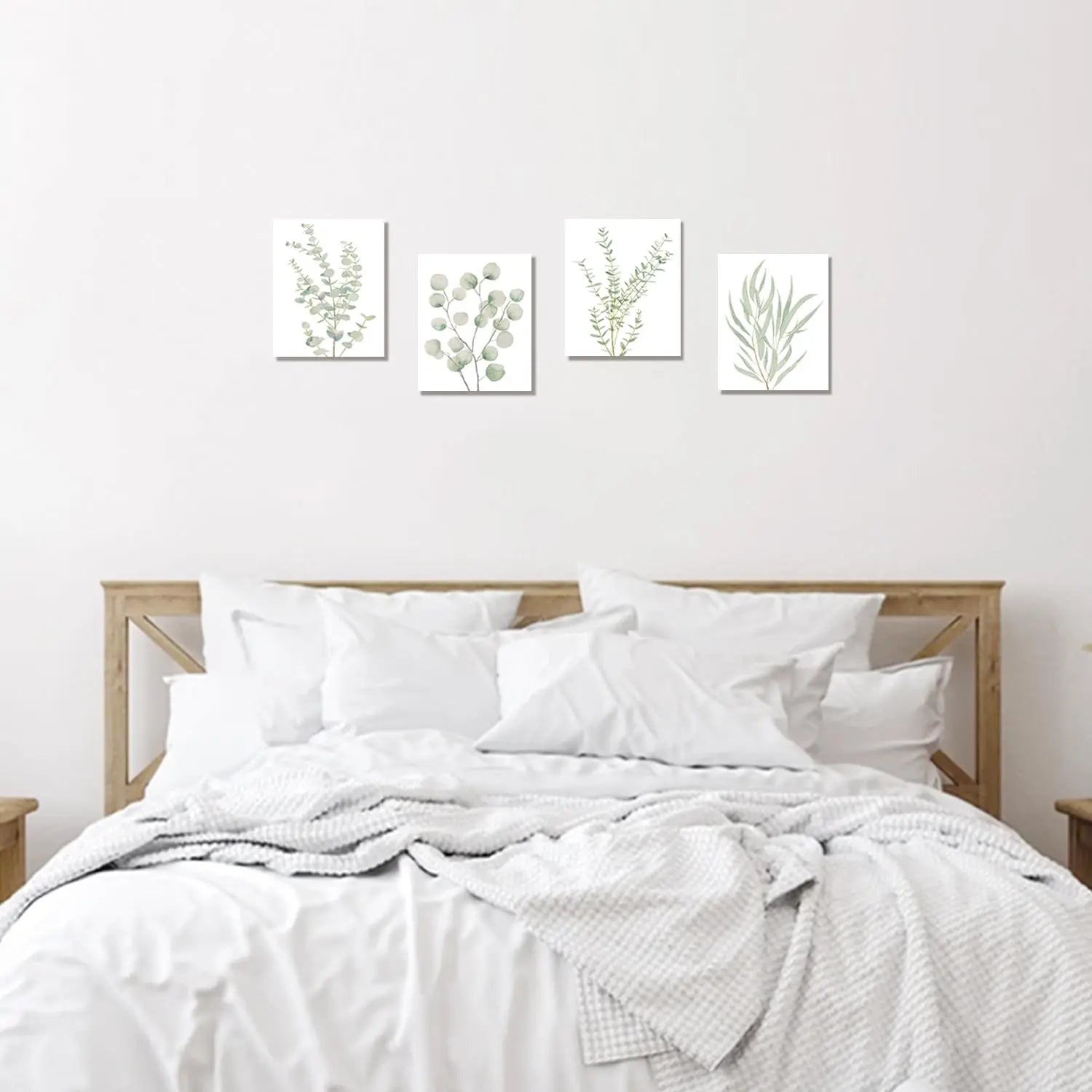 Essentials House 8X10 4PCS 8X10in,Botanical Plant Canvas Wall Art, Framed Boho Wall Decor For Bathroom, Minimalist Aesthetic